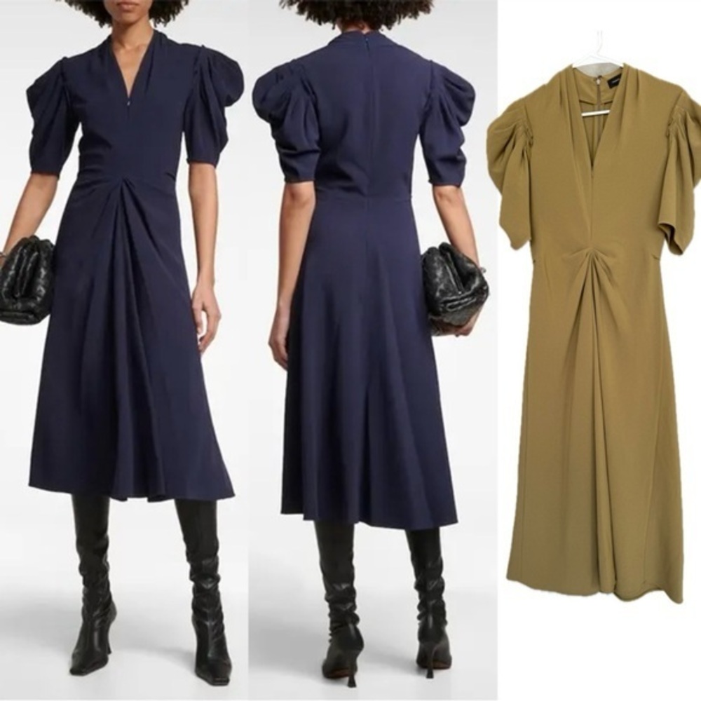 Proenza Schouler Jersey Green Short Sleeve Midi Dress XS (2)